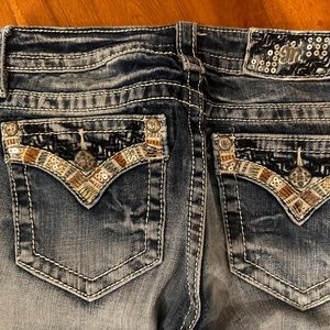 Miss Me Skinny Mid Rise Rhinestone Stitching Jeans